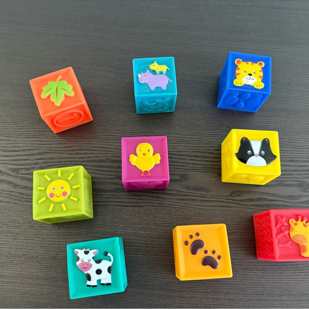 Earlyears Squeak 'N Stack Blocks Set Complete Set with Carry Storage Case